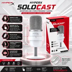 HYPERX - MICROFONO SOLOCAST WHITE USB-C COMPATIBLE PC PS4 PS5 MAC