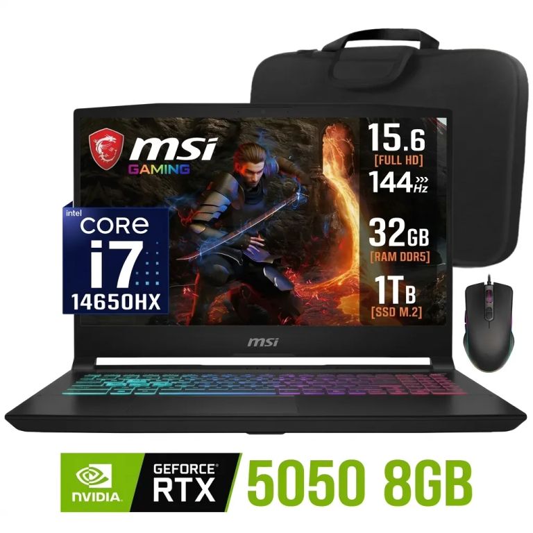 Laptop Katana 15 HX B14WEK Core i7-14650HX 32gb Ram 1tb Ssd Nvidia 8gb RTX 5050 15.6 FHD 144hz