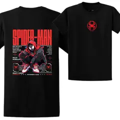 GENERICO - Polos Algodon Miles Morales Spide Negro - Talla 6 hasta XL