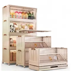 IMPORTADO MC - Organizador Ropero Plegable Premium 5 Niveles Tono Ahumado con Ruedas Armario Multiuso 182x75x38cm
