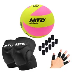 MTD - KIT VÓLEY PRO - PELOTA TALLA 5 PU FUCSIA+ RODILLERA GEL + 10 NUDILLOS - JUNIOR