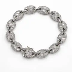 GENERAL - Pulsera Grano de Café Diamantada Acero Quirúrgico 316L Plateada 1 cm