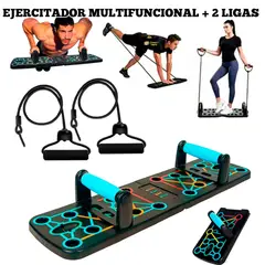 OEM - Tablero Ejercitador Push Up 9 en 1 para Planchas y Flexiones + 2 Ligas de Resistencia