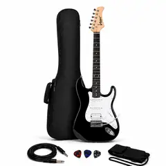 VOZZEX - GUITARRA ELÉCTRICA STRATOCASTER TAMAÑO ADULTO BLACK