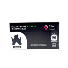 GENERICO - Guantes de Nitrilo 3.5gr Eliud Glove - 100 unidades Desechables Sin Látex - Negro - M