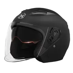 UNIVERSAL - CASCO MOTO SEMI ABIERTO DOBLE VISOR NEGRO MATE