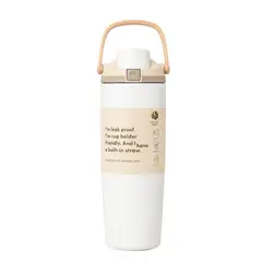 GENERICO - Toma todo termo con asa Beige 900 ml Acero Inoxidable 304