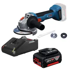 Bosch - Amoladora Ang 4 1/2" 18V 11000 Rpm GWS 18V-8 + Batería GBA 18V 5.0Ah + Cargador Bivolt GAL 18V-40 Bo