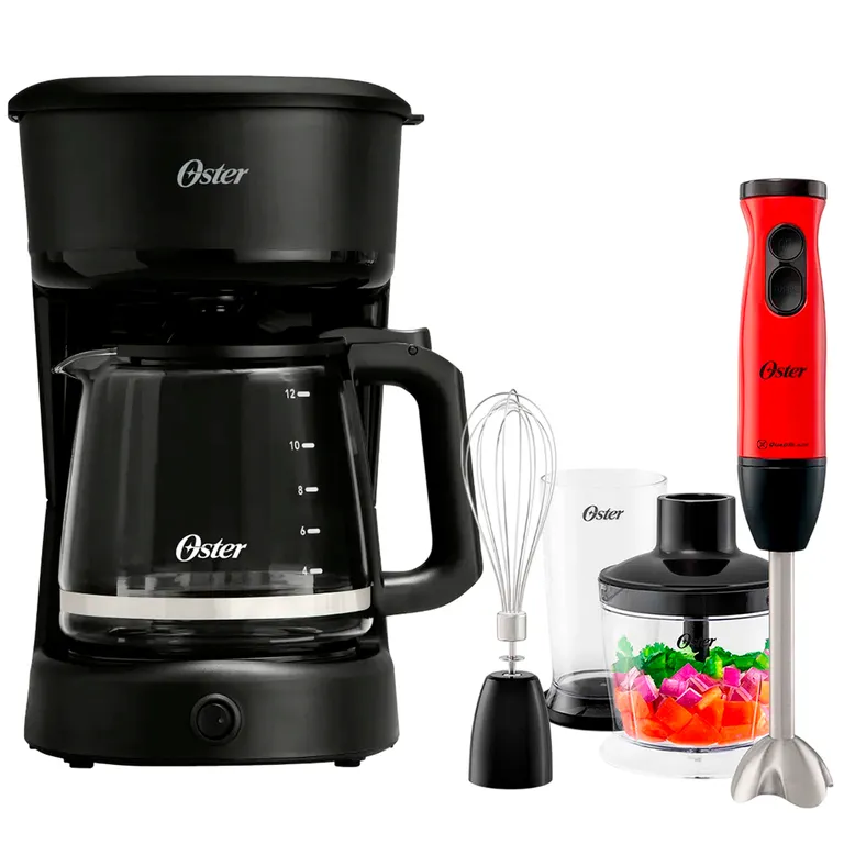 Cafetera 12 Tazas con Filtro Reutilizable BVSTDCS121B + Batidora de inmersión