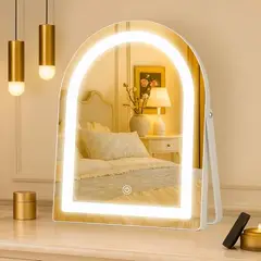 GENERICO - Espejo LED de Maquillaje con Luz Regulable Blanco 30 x 25 cm
