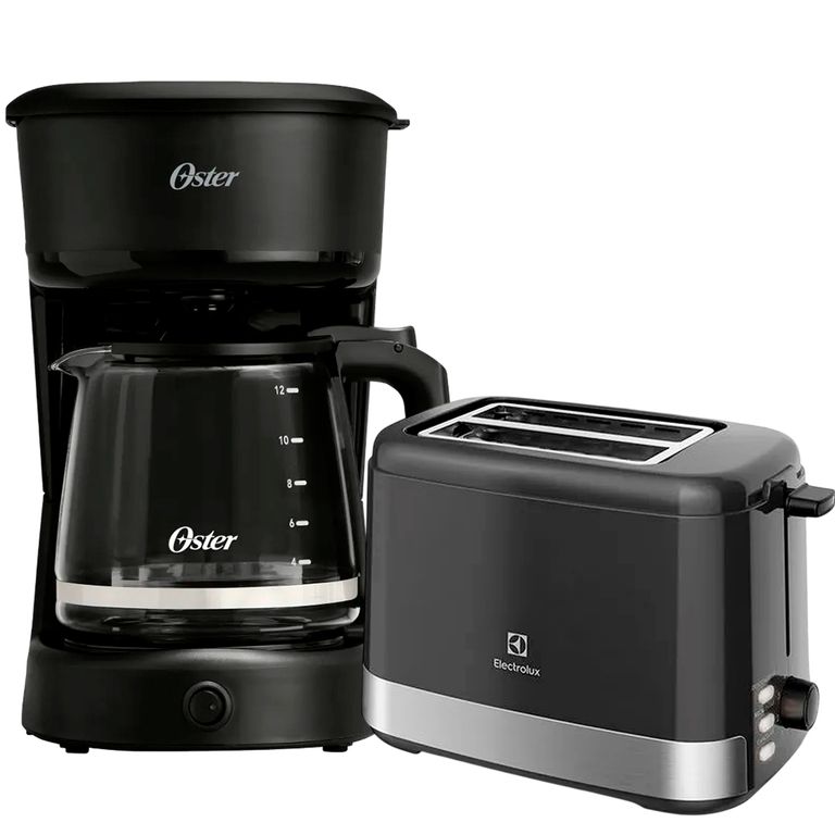 Cafetera 12 Tazas con Filtro Reutilizable BVSTDCS121B + Tostadora Electrica Electrolux