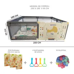 GENERICO - CORRAL DE JUEGOS 180 CM x 200 CM PACK COMPLETO