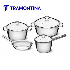 TRAMONTINA - Ollas Acero Inoxidable 7 Piezas Allegra