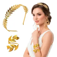 GENERICO - Juego Accesorios disfraz Romano o Griego DIADEMA 76 hojas y Brazalete HALLOWEEN