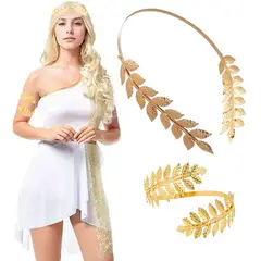 GENERICO - Juego Accesorios disfraz Romano o Griego DIADEMA 38 hojas y Brazalete HALLOWEEN