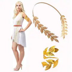 GENERICO - Accesorios disfraz Romano o Griego DIADEMA 38 hojas y Brazalete HALLOWEEN