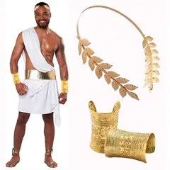 GENERICO - Accesorios disfraz Romano o Griego DIADEMA 38 hojas y Muñequera HALLOWEEN