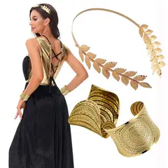 GENERICO - Accesorios disfraz Romano o Griego DIADEMA 38 hojas y Muñequera HALLOWEEN