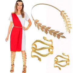 GENERICO - Accesorios disfraz Romano o Griego DIADEMA 38 hojas y Muñequera HALLOWEEN