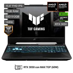 ASUS - Laptop Gamer TUF Gaming A15 AMD RYZEN 7 16GB 512GB SSD NVIDIA RTX3050 Win11