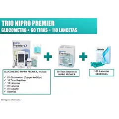 NIPRO - GLUCOMETRO PREMIER MAS 60 TIRAS Y 100 LANCETAS