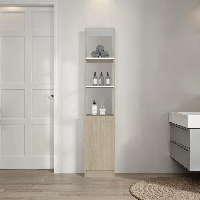 Estante Alto De Baño 1 Puerta Bath Cartagena Y Blanco 162,2x