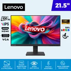 LENOVO - Monitor L22-4e 21.5 Pulg 1920x1080 WLED FHD IPS 100Hz HDMI VGA