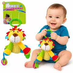 GENERICO - Peluche Colgante Sensorial León para Bebé con Sonajero y Mordedor