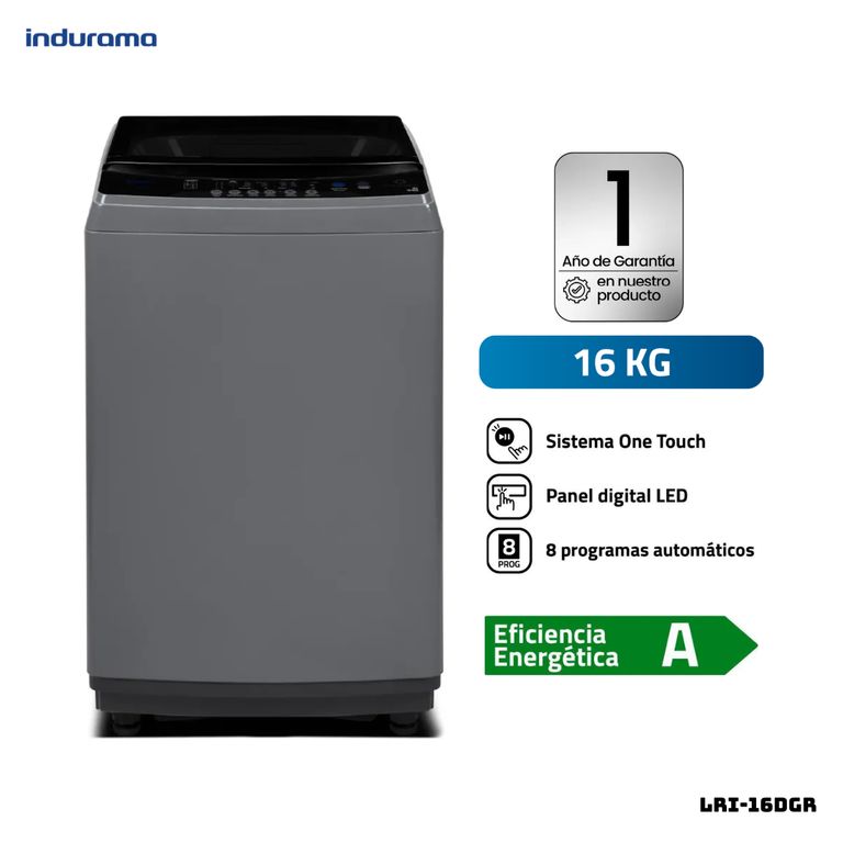 LAVADORA 16 KG CARGA SUPERIOR GRIS OSCURO - LRI-16DGR