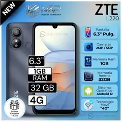 ZTE - Celular L220 6.3" Pulg. 1GB RAM 32GB Android 12 - Azul