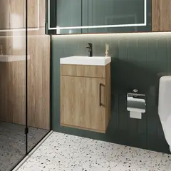TUHOME - Vanitorio Flotante 1 Puerta Oxford Fresno 54,1x39,6x32,5 Cm