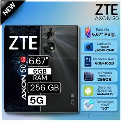 ZTE - Celular Axon 50 5G 6.67" Pulg. 6GB RAM 256GB Android 13 - Negro