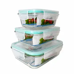 OEM - Set Recipientes De Vidrio Tapa Hermética 3Pcs