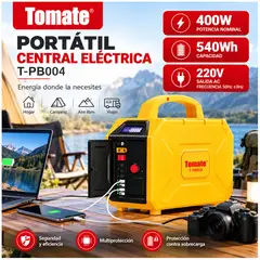 TOMATE - Central Eléctrica Portátil T-PB004 400W 540Wh Estación de Energía con 4 USB y Salida 220V