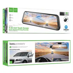 HOCO - Cámara Vehicular DV16 Espejo Retrovisor 1080P Dual Pantalla Táctil y Visión Nocturna