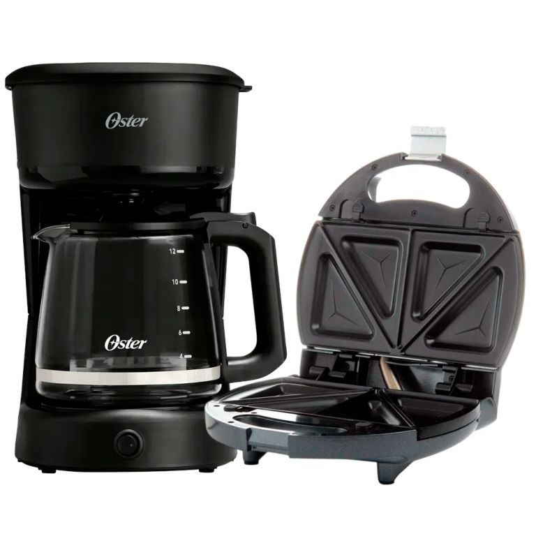 Cafetera 12 Tazas Filtro Reutilizable BVSTDCS121B + Sandwichera 2 panes