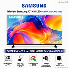 SAMSUNG - Televisor 50 Pulgadas MINI LED UHD 4K TizenOS UN50M70HAGXPE + 1 año de Garantía (2026)