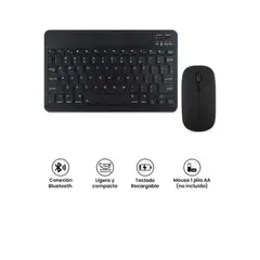 GENERICO - Teclado + Mouse Bluetooth Inalambrico Tablet Mac iPad - NEGRO