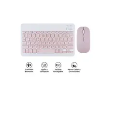 GENERICO - Teclado + Mouse Bluetooth Inalambrico Tablet Mac iPad - rosado