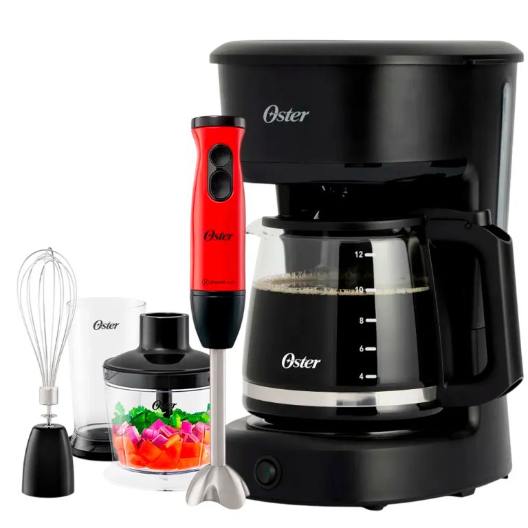 Cafetera 12 Tazas con Filtro Reutilizable BVSTDCS121B + Batidora de inmersión
