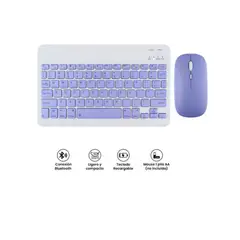 GENERICO - Teclado + Mouse Bluetooth Inalambrico Tablet Mac iPad - LILA