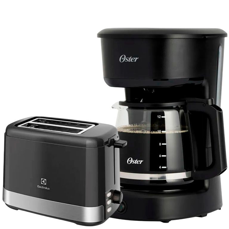 Cafetera 12 Tazas con Filtro Reutilizable BVSTDCS121B + Tostadora Electrica Electrolux