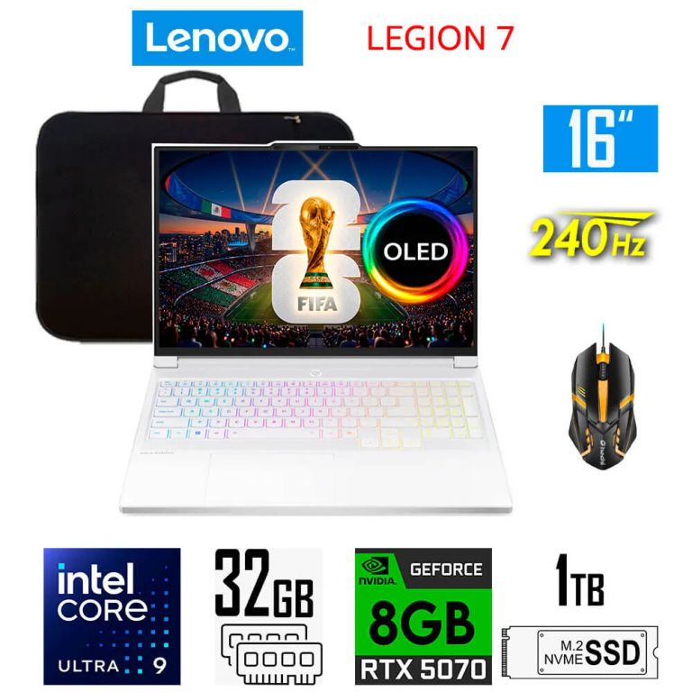 Laptop gamer Legion 7 Core Ultra 9-275HX Ram 32gb SSd 1tb 8gb RTX5070, 16″ WQXGA OLED 240Hz