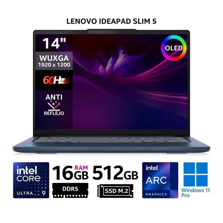 Laptop IdeaPad Slim 5 14IMH10, 14" OLED WUXGA, Core Ultra 9 185H, RAM 16GB, SSD 512GB, Win 11