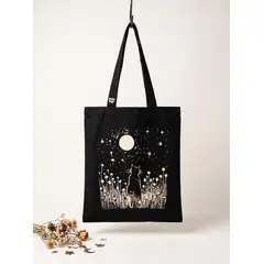 NATTY BAGS - Gato estrellas - Tote Bag negro