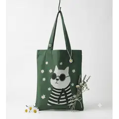 NATTY BAGS - Gato verde - Tote Bags