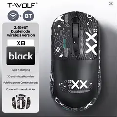 TWOLF - Mouse Inalámbrico Recargable X8 RGB - Bluetooth 5.0 + 2.4 GHz - 2400 DPI