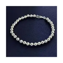 SIFRAH SHOP - Pulsera de Plata 925 para Mujer con Bolitas Esféricas y Broche Mosquetón Regalo Elegante para Mujer