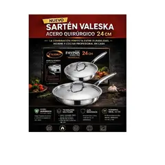 Valeska - Sarten con tapa de Acero Quirúrgico Profesional 24cm