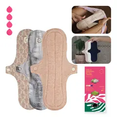 BAMBOO BALANCE - Toalla Higiénica Femenina de Tela Tripack Nocturna Vicuña de